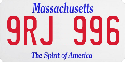 MA license plate 9RJ996