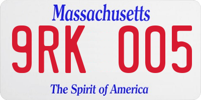 MA license plate 9RK005