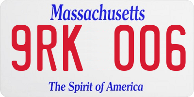MA license plate 9RK006