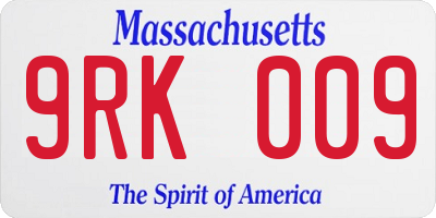 MA license plate 9RK009
