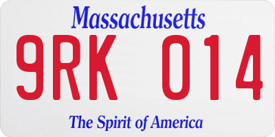 MA license plate 9RK014