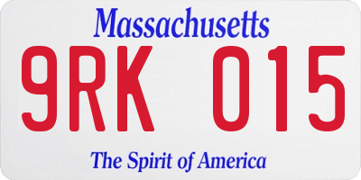MA license plate 9RK015