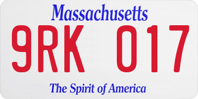 MA license plate 9RK017