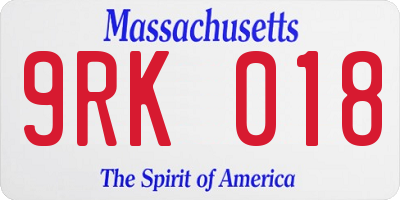 MA license plate 9RK018