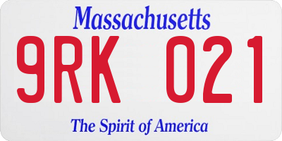 MA license plate 9RK021