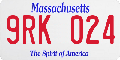 MA license plate 9RK024