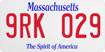 MA license plate 9RK029