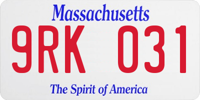 MA license plate 9RK031