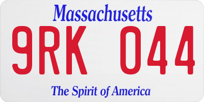 MA license plate 9RK044