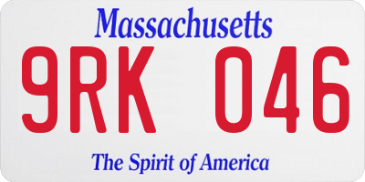 MA license plate 9RK046