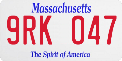 MA license plate 9RK047