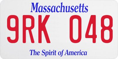MA license plate 9RK048