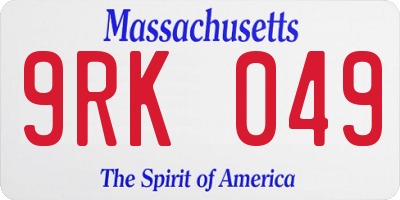 MA license plate 9RK049