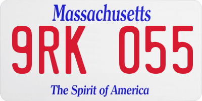 MA license plate 9RK055