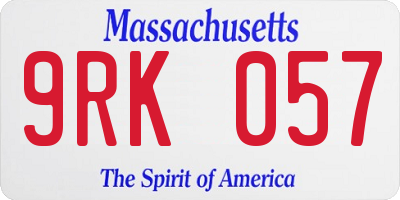 MA license plate 9RK057