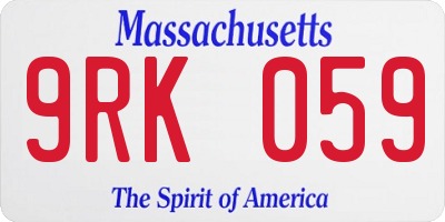 MA license plate 9RK059