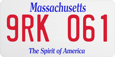 MA license plate 9RK061