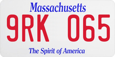 MA license plate 9RK065