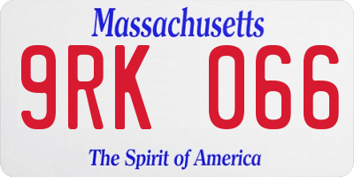 MA license plate 9RK066