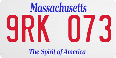 MA license plate 9RK073