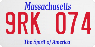MA license plate 9RK074