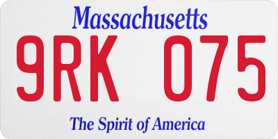 MA license plate 9RK075