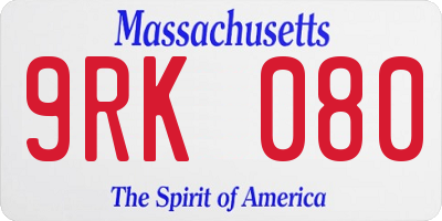 MA license plate 9RK080