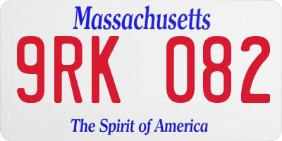 MA license plate 9RK082