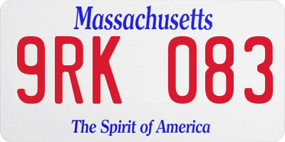 MA license plate 9RK083