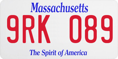 MA license plate 9RK089