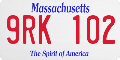 MA license plate 9RK102