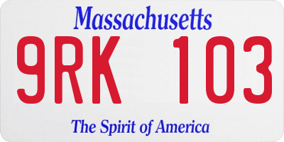 MA license plate 9RK103