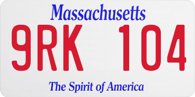 MA license plate 9RK104