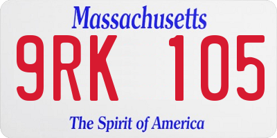 MA license plate 9RK105