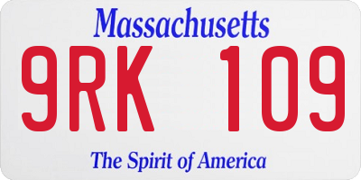 MA license plate 9RK109