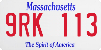 MA license plate 9RK113