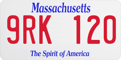 MA license plate 9RK120