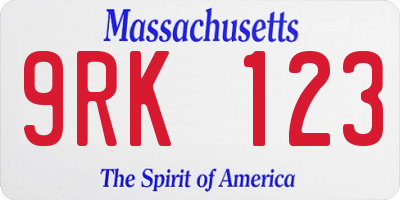 MA license plate 9RK123