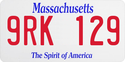 MA license plate 9RK129