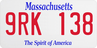MA license plate 9RK138