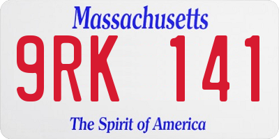 MA license plate 9RK141