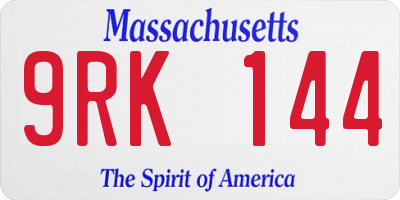 MA license plate 9RK144