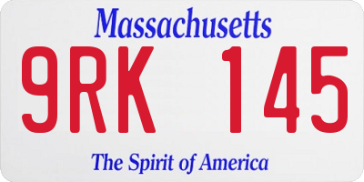 MA license plate 9RK145