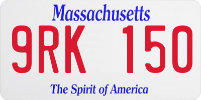 MA license plate 9RK150
