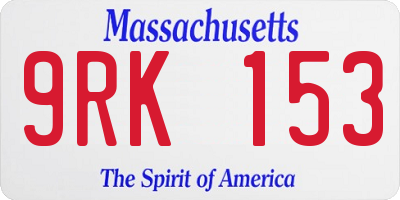 MA license plate 9RK153