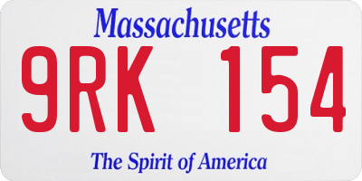 MA license plate 9RK154