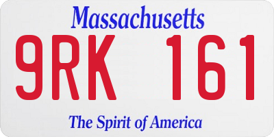 MA license plate 9RK161
