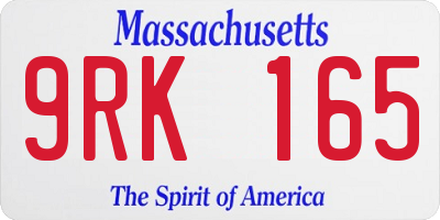 MA license plate 9RK165