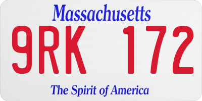 MA license plate 9RK172