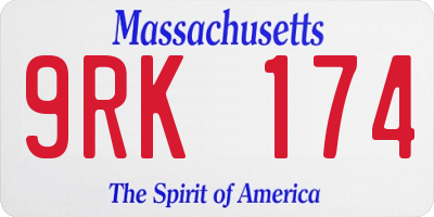 MA license plate 9RK174